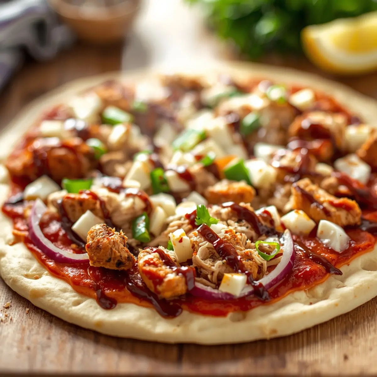 Cooking instructions for BBQ chicken pizza grilled