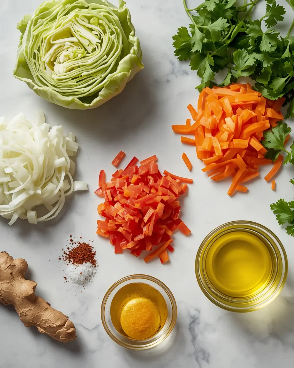 Ingredients for Ethiopian spiced cabbage