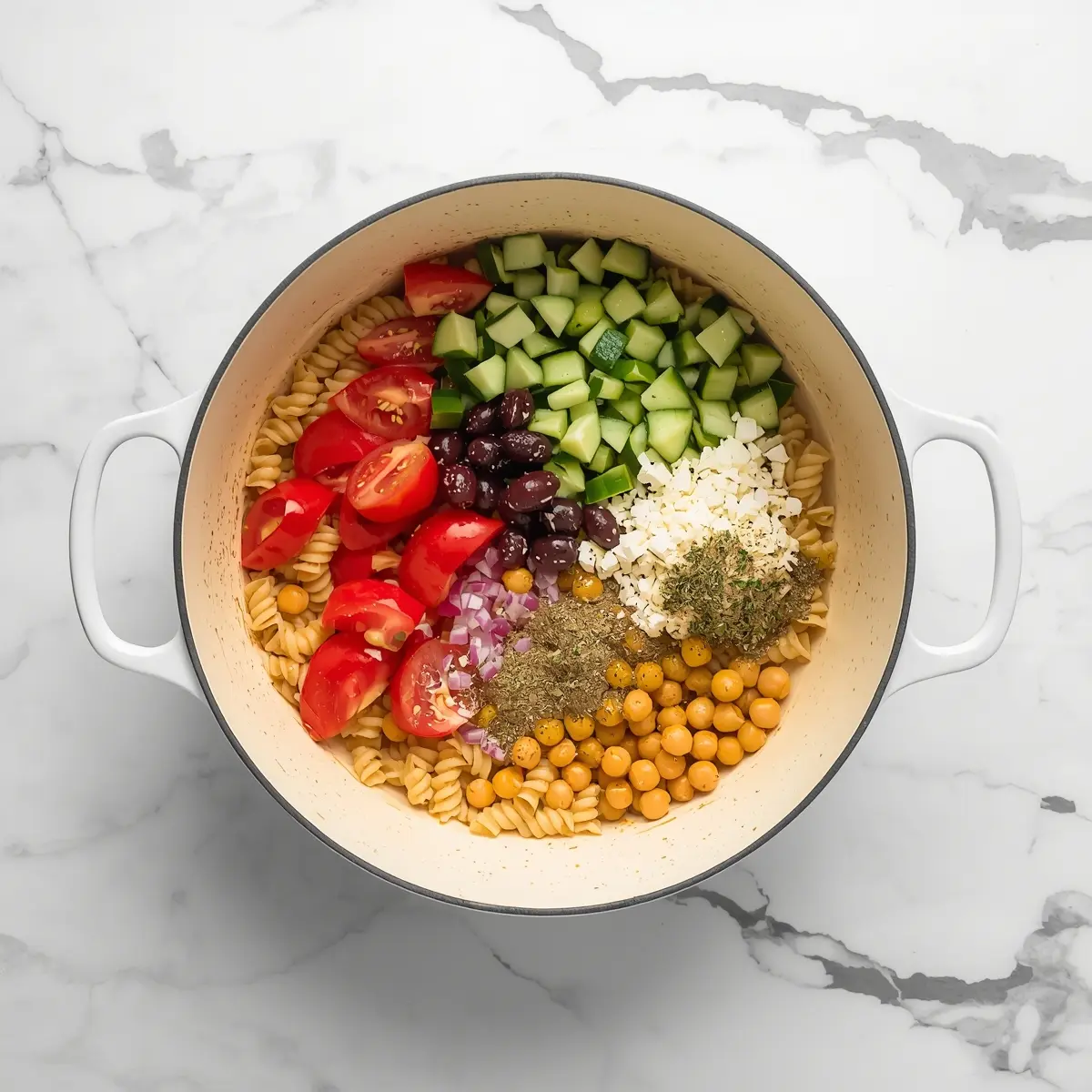 Cooking instructions for Greek pasta salad summer