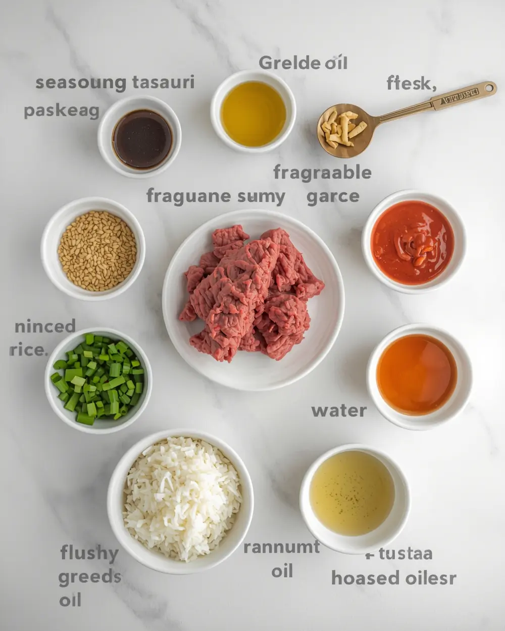 Ingredients for Korean ground beef bowl