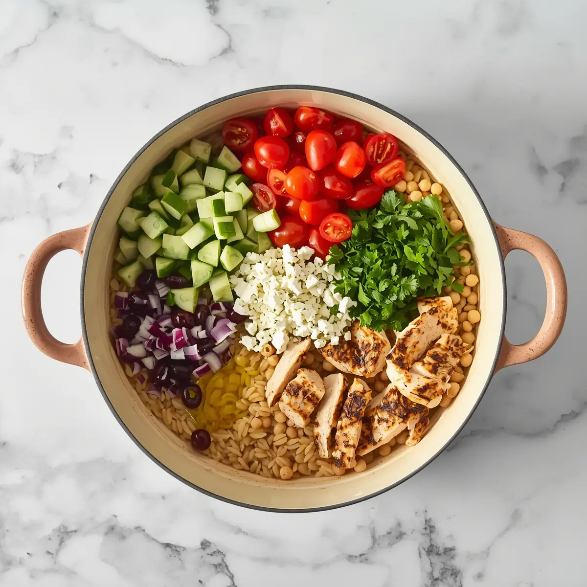 Cooking instructions for Mediterranean orzo salad