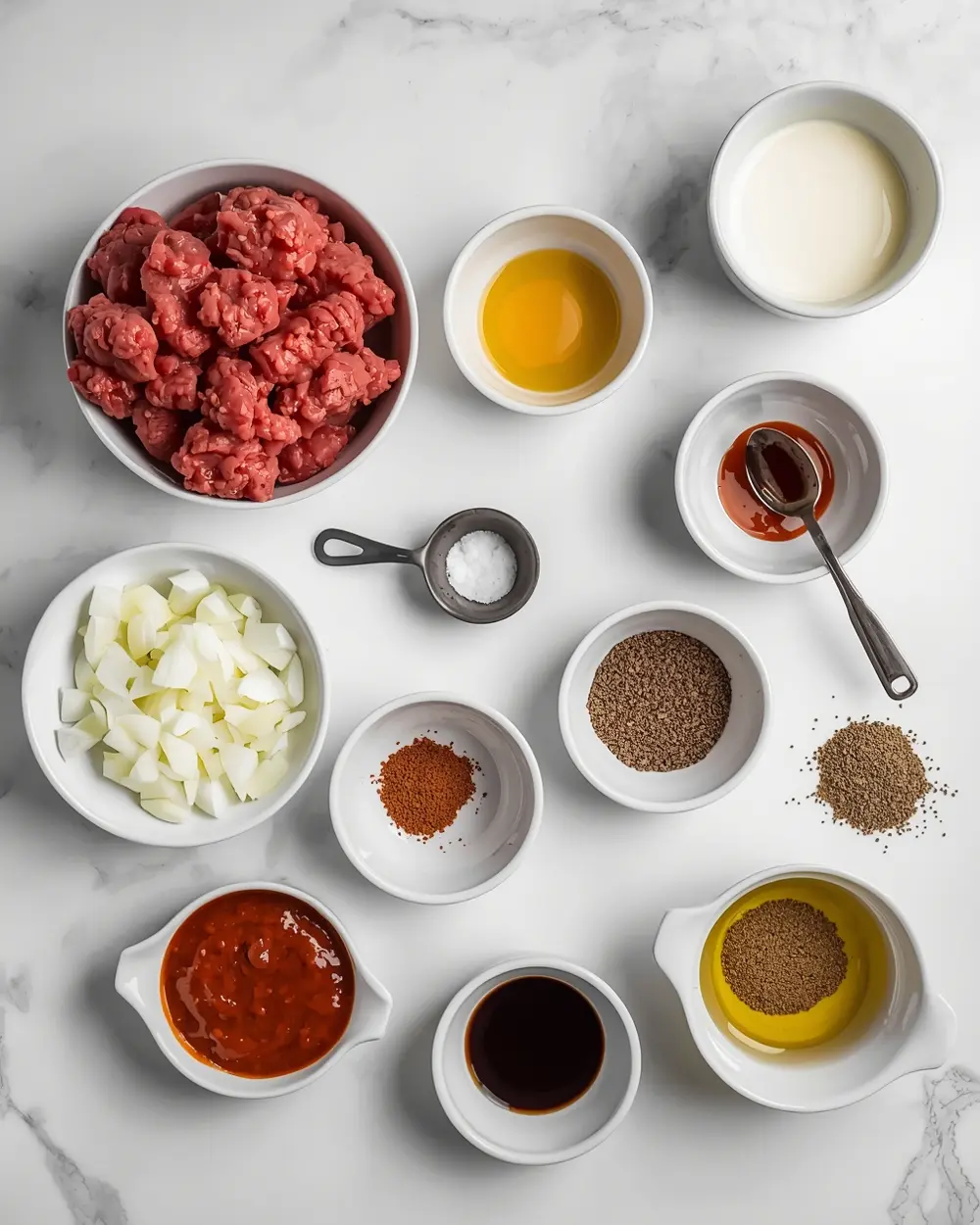 Ingredients for beef cocktail meatballs BBQ