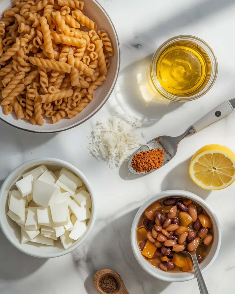 Ingredients for black bean pasta
