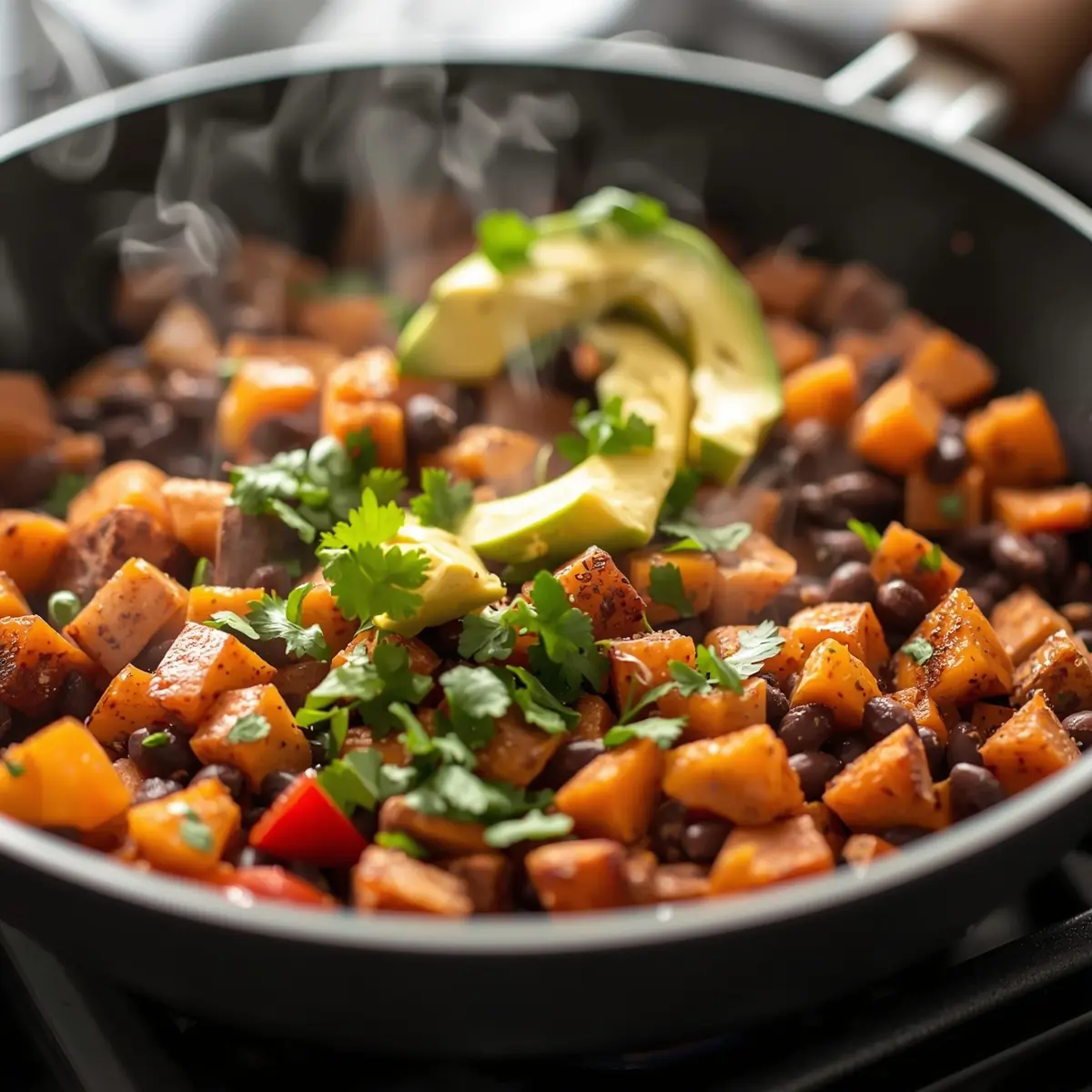 Cooking instructions for black bean sweet potato tacos