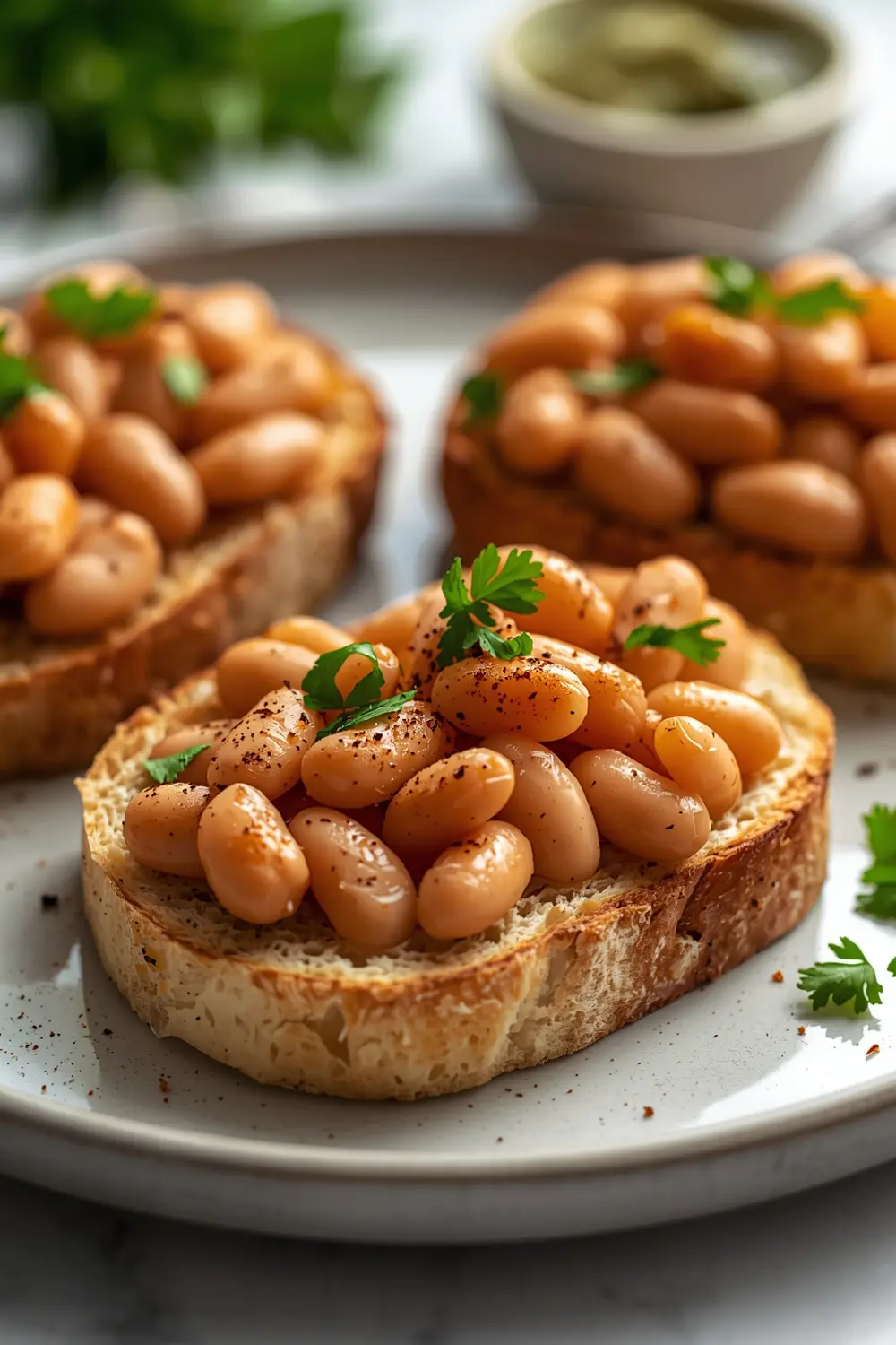 brothy white beans toast