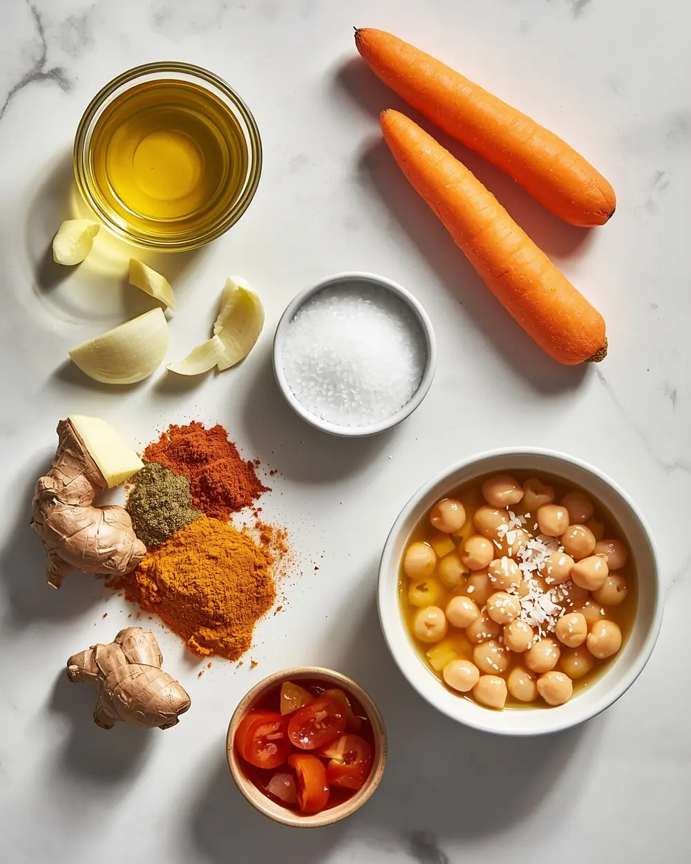 Ingredients for budget chickpea stew