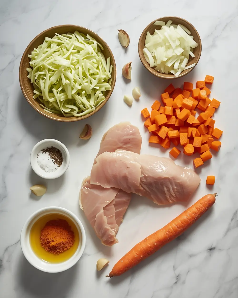 Ingredients for cabbage detox soup