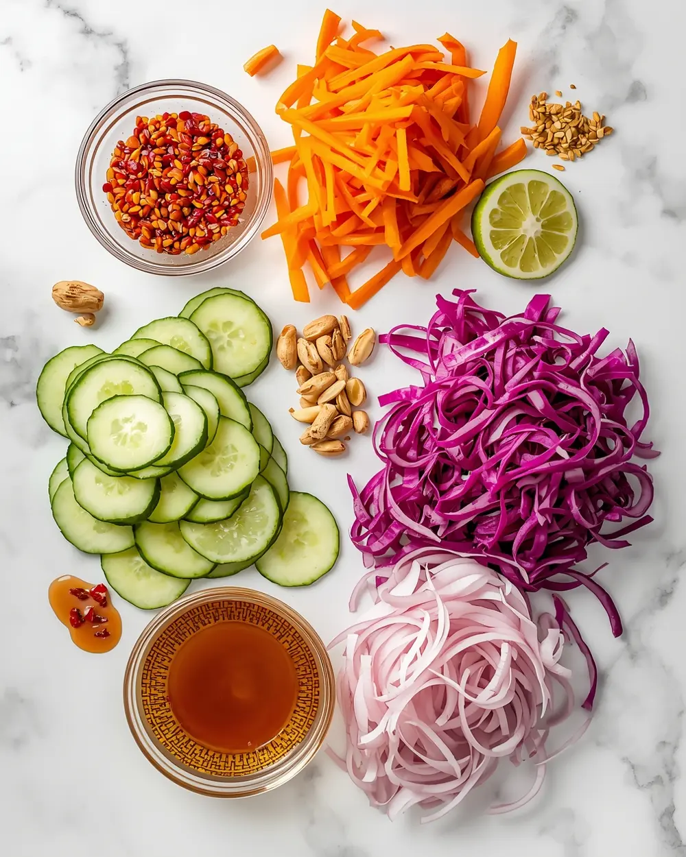 Ingredients for cabbage salad crunchy Asian