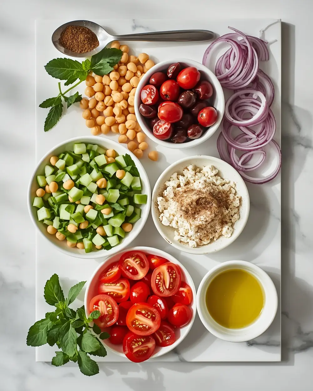 Ingredients for chickpea salad summer
