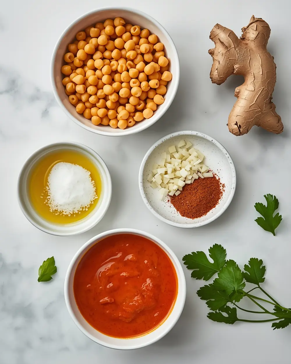 Ingredients for chickpea tikka masala