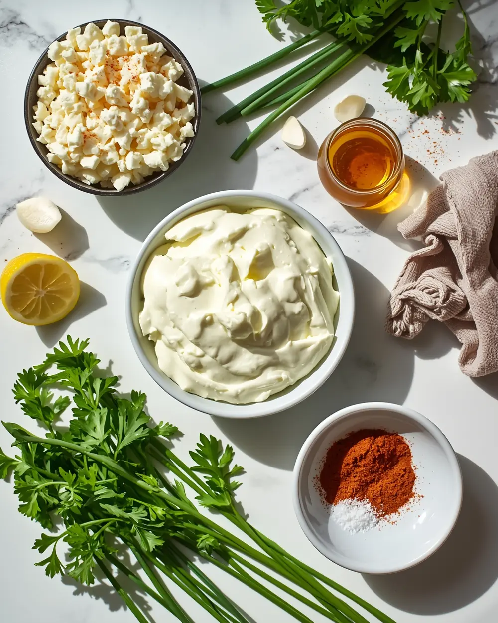 Ingredients for cottage cheese dip high protein
