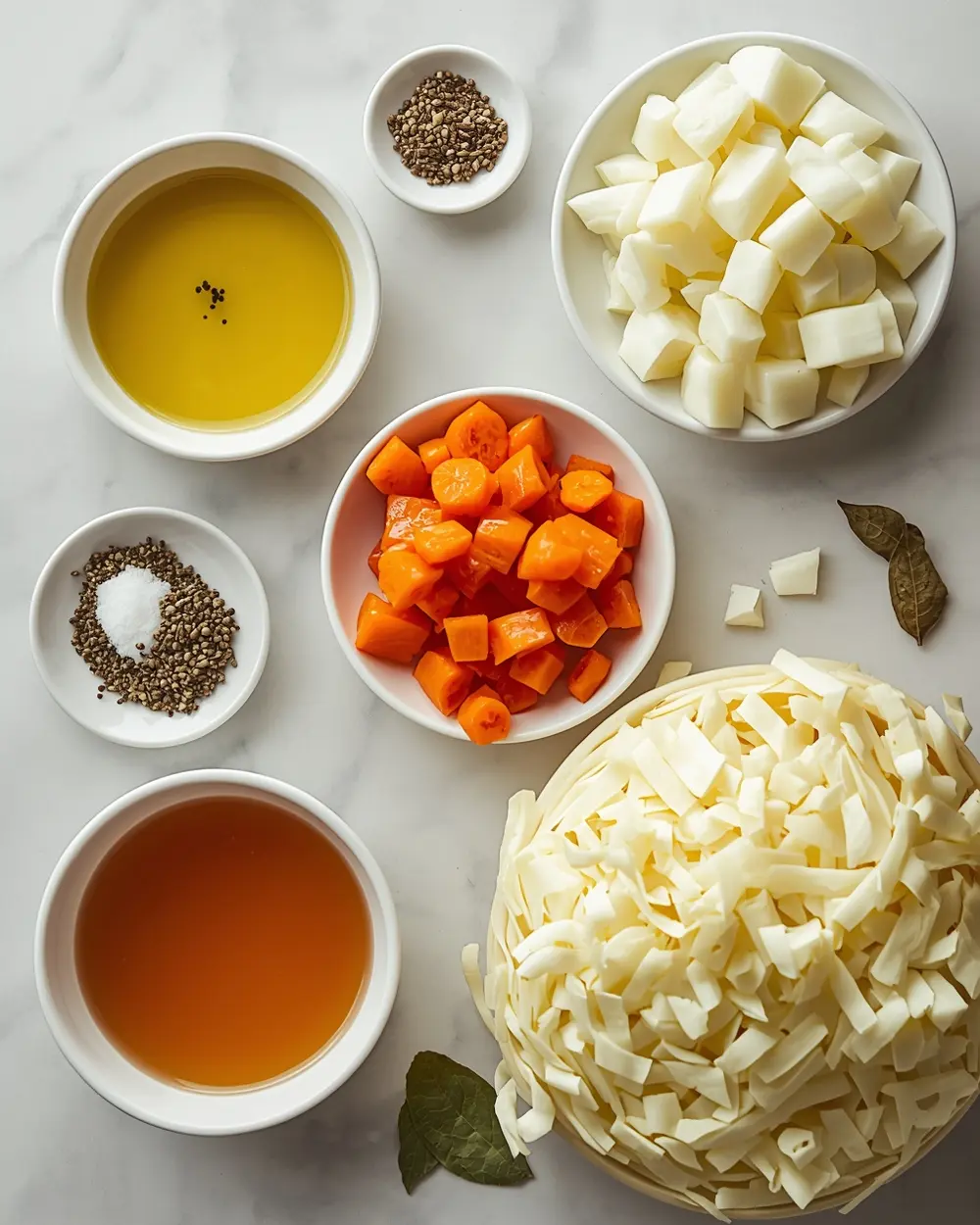 Ingredients for creamy cabbage soup