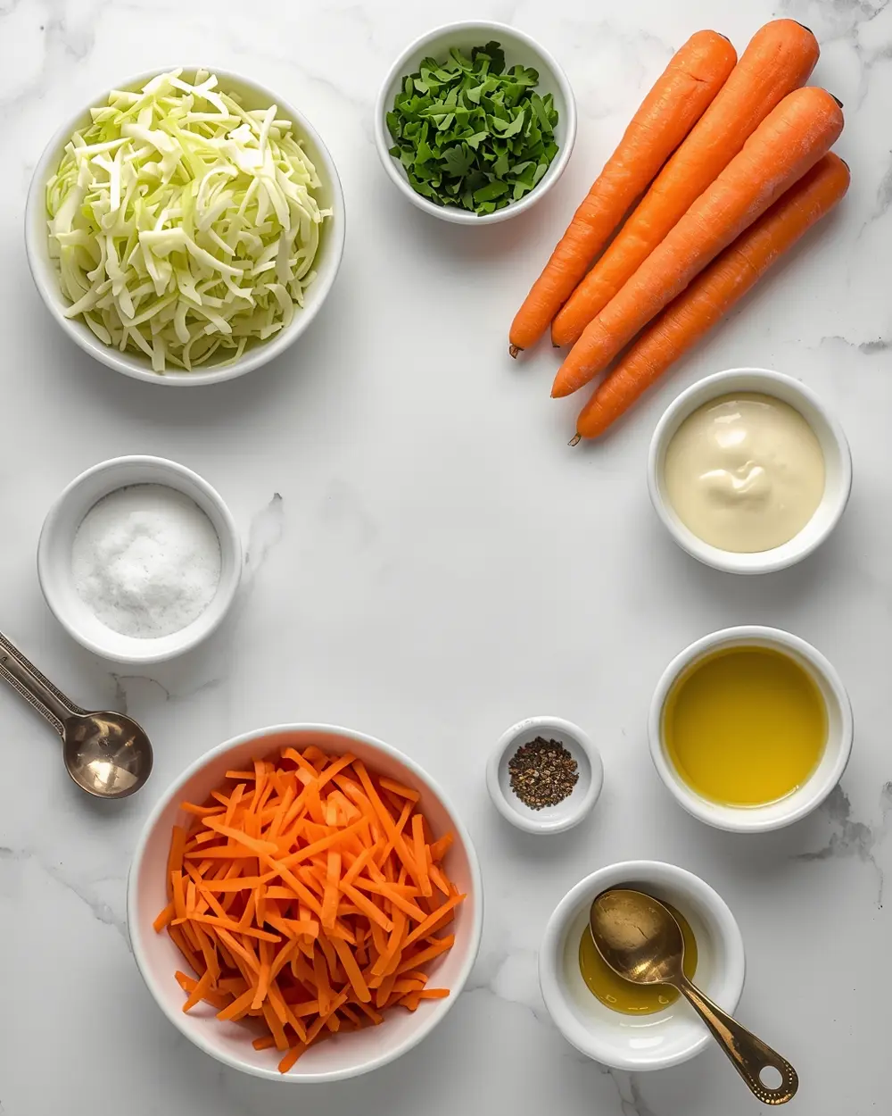 Ingredients for creamy coleslaw easy BBQ