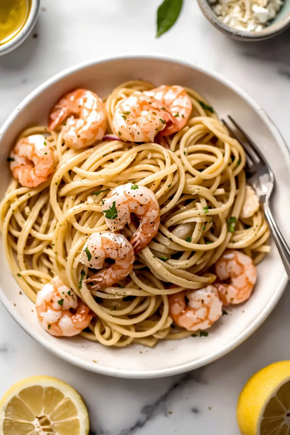 creamy garlic shrimp pasta