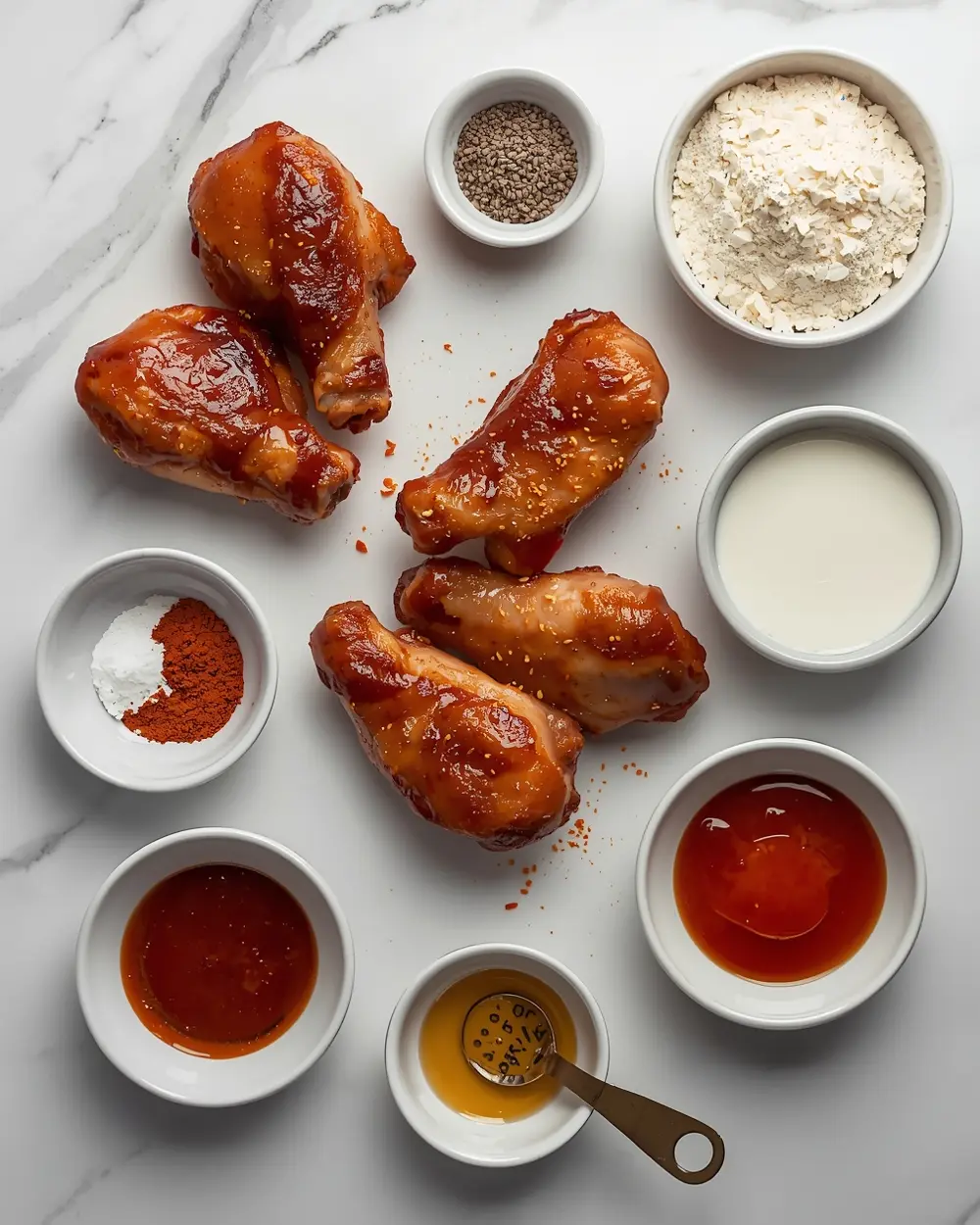 Ingredients for crispy BBQ chicken drumsticks