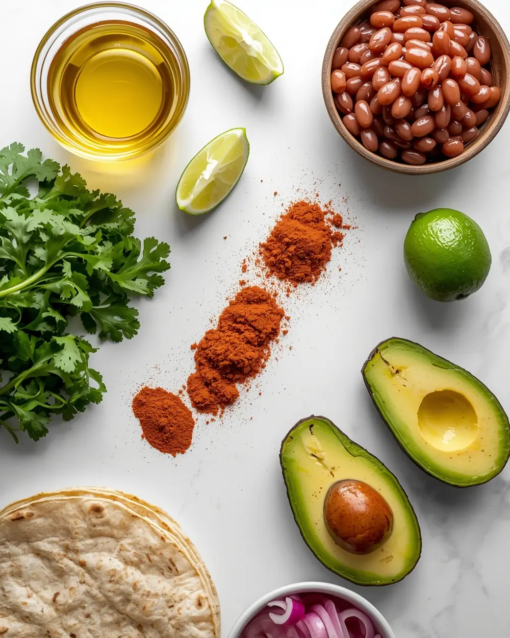 Ingredients for crispy bean tacos
