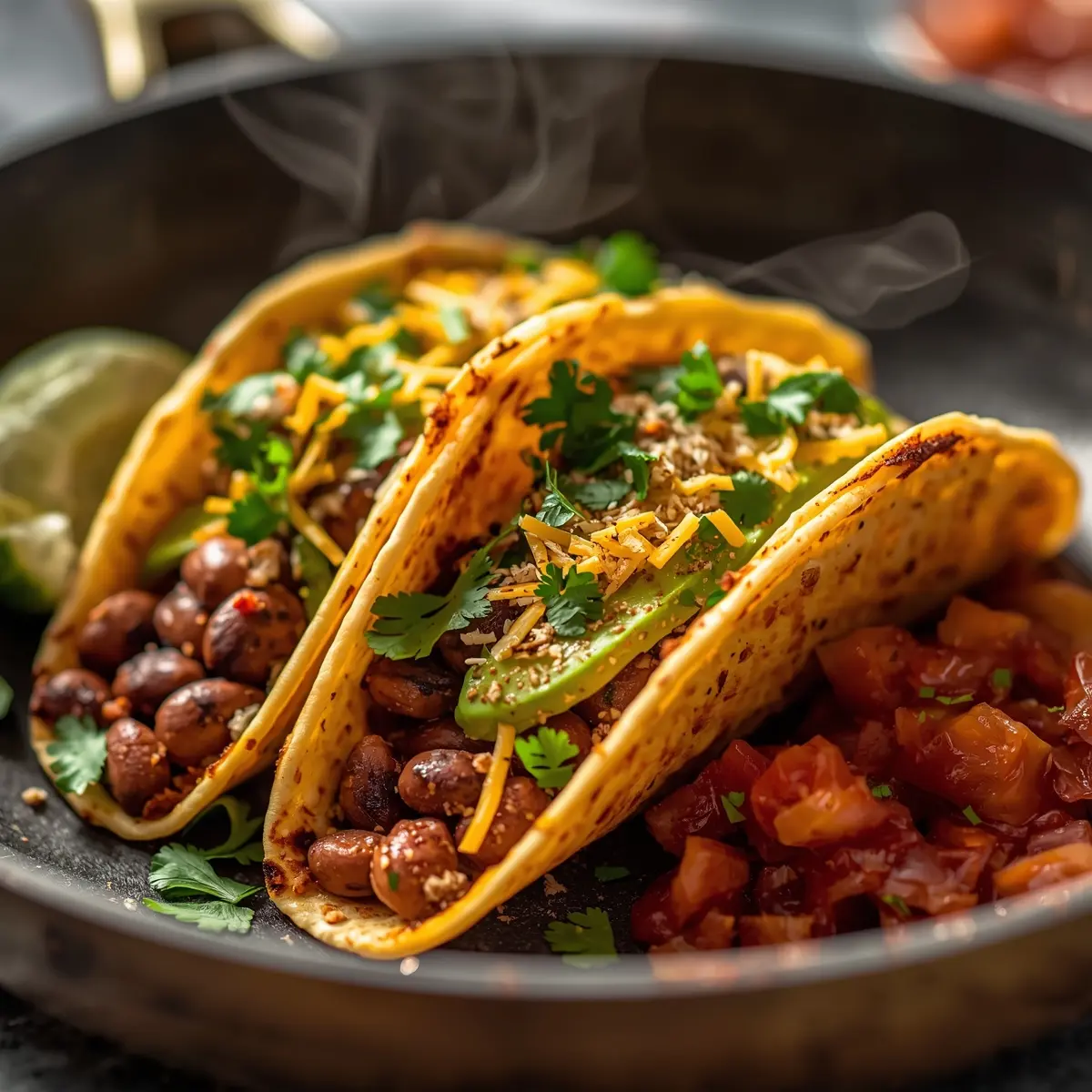 Cooking instructions for crispy bean tacos