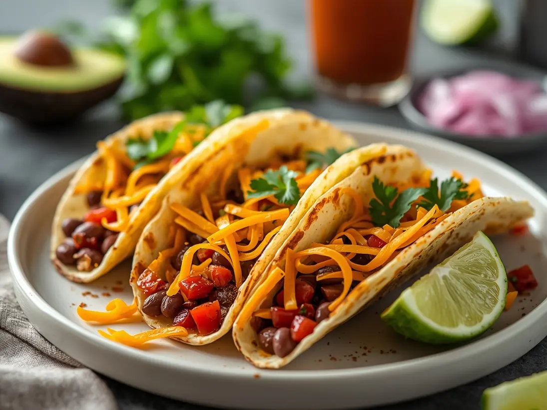crispy bean tacos ready to serve