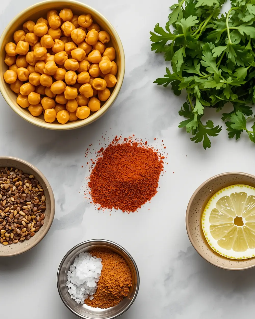 Ingredients for crispy roasted chickpeas