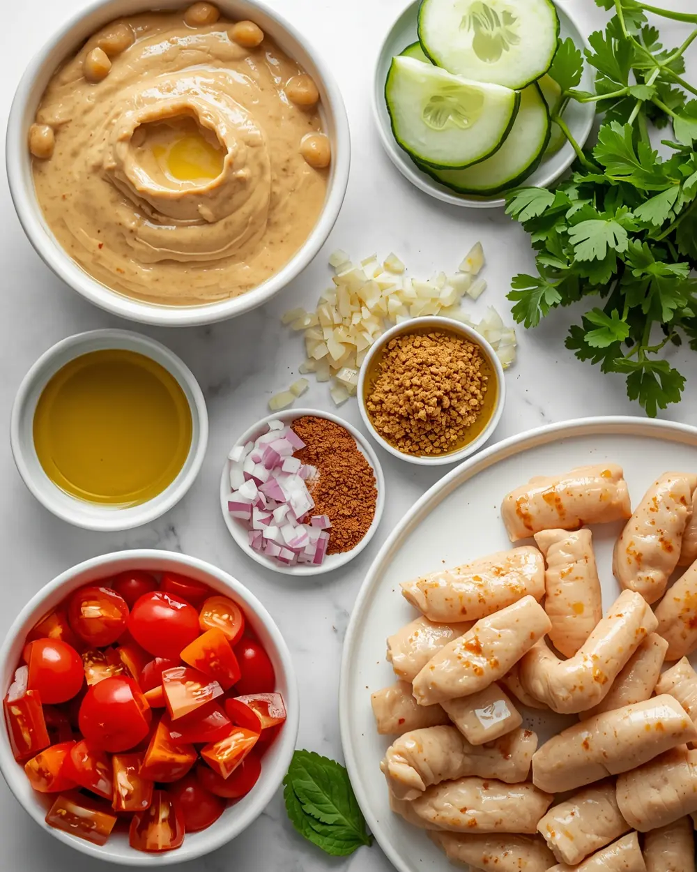Ingredients for falafel bowl summer