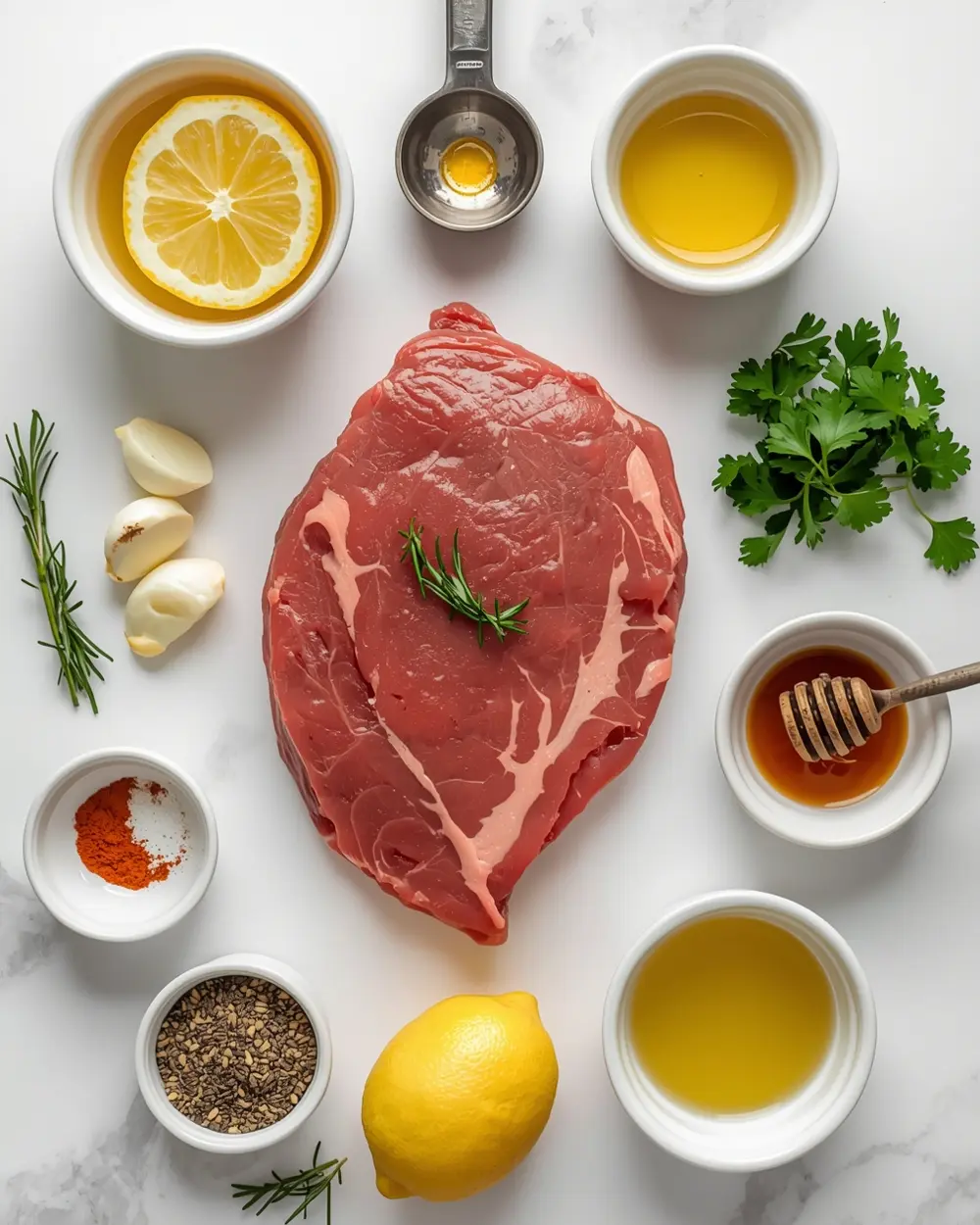 Ingredients for garlic butter grilled steak
