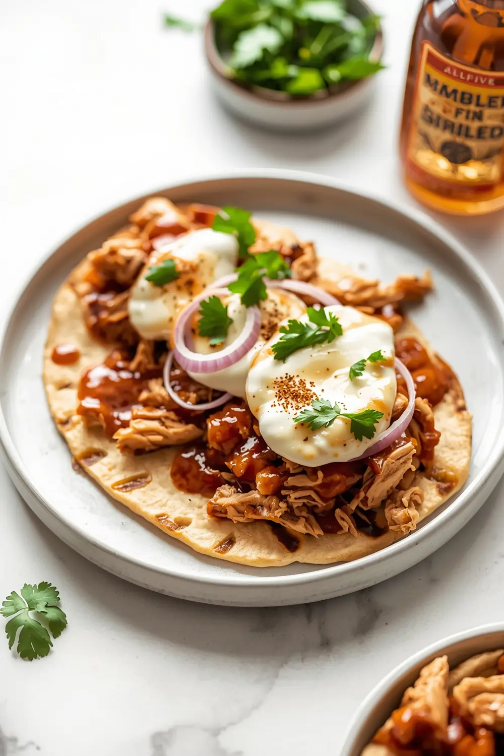 grilled BBQ chicken flatbread
