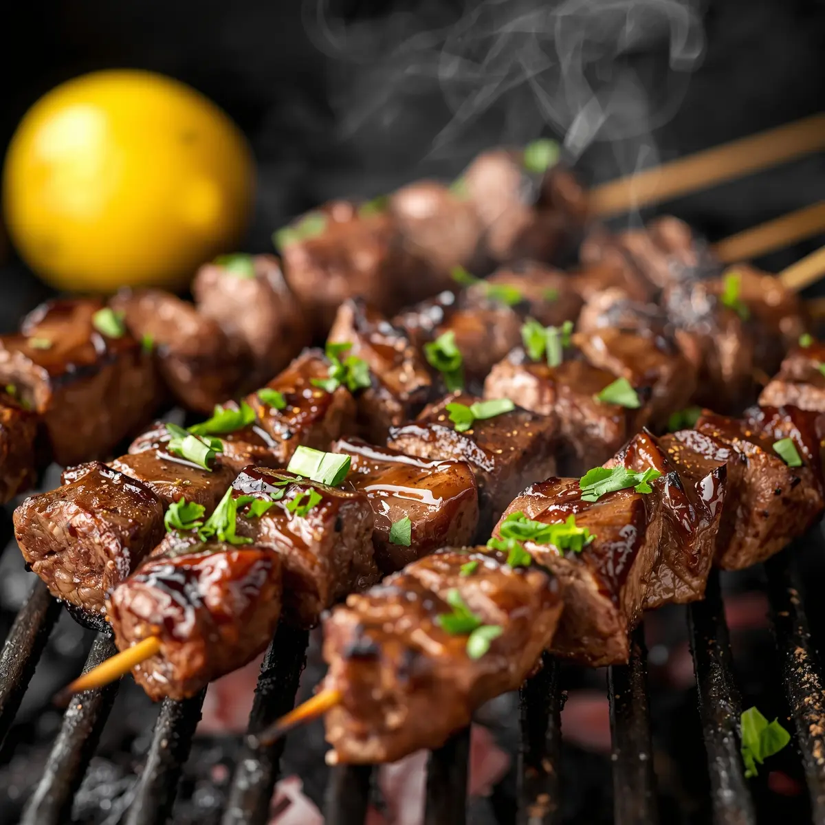 Cooking instructions for grilled beef skewers