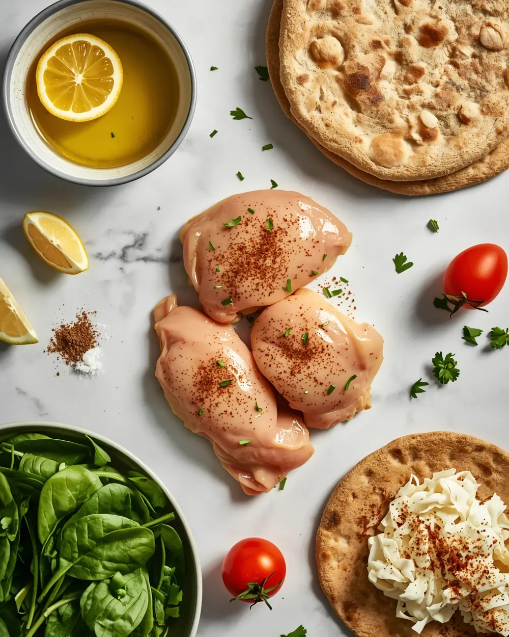 Ingredients for grilled chicken flatbread
