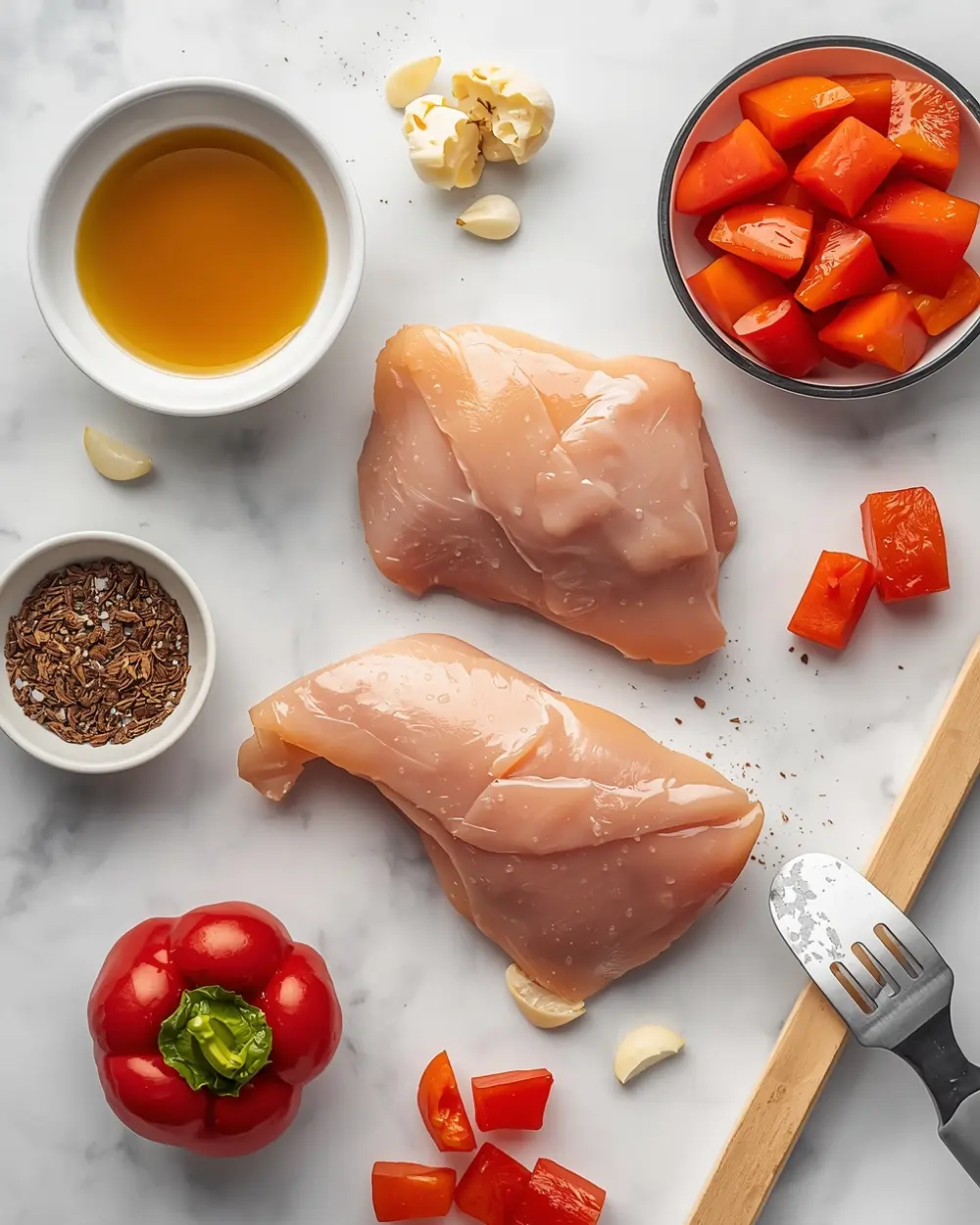 Ingredients for grilled chicken kabobs