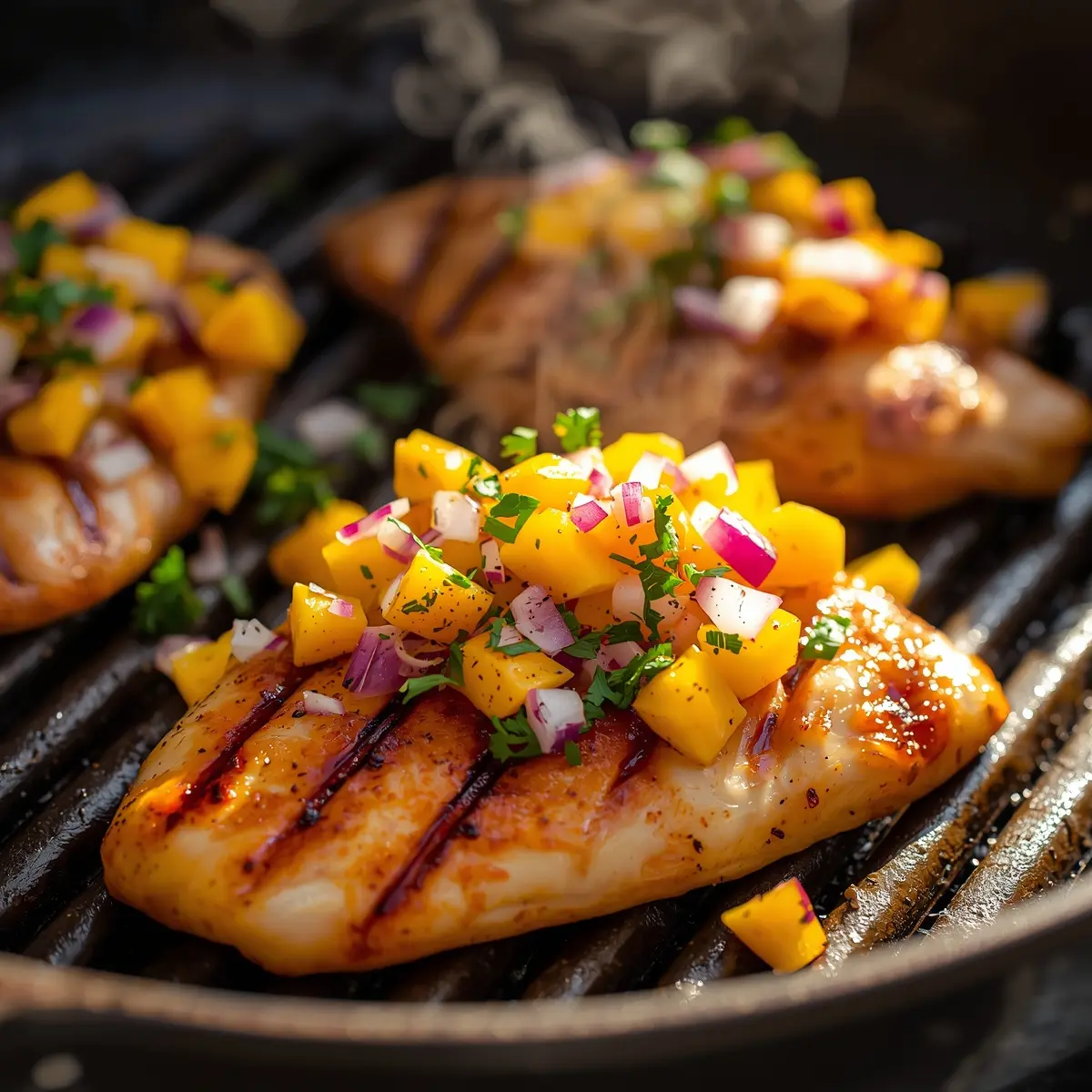 Cooking instructions for grilled chicken mango salsa