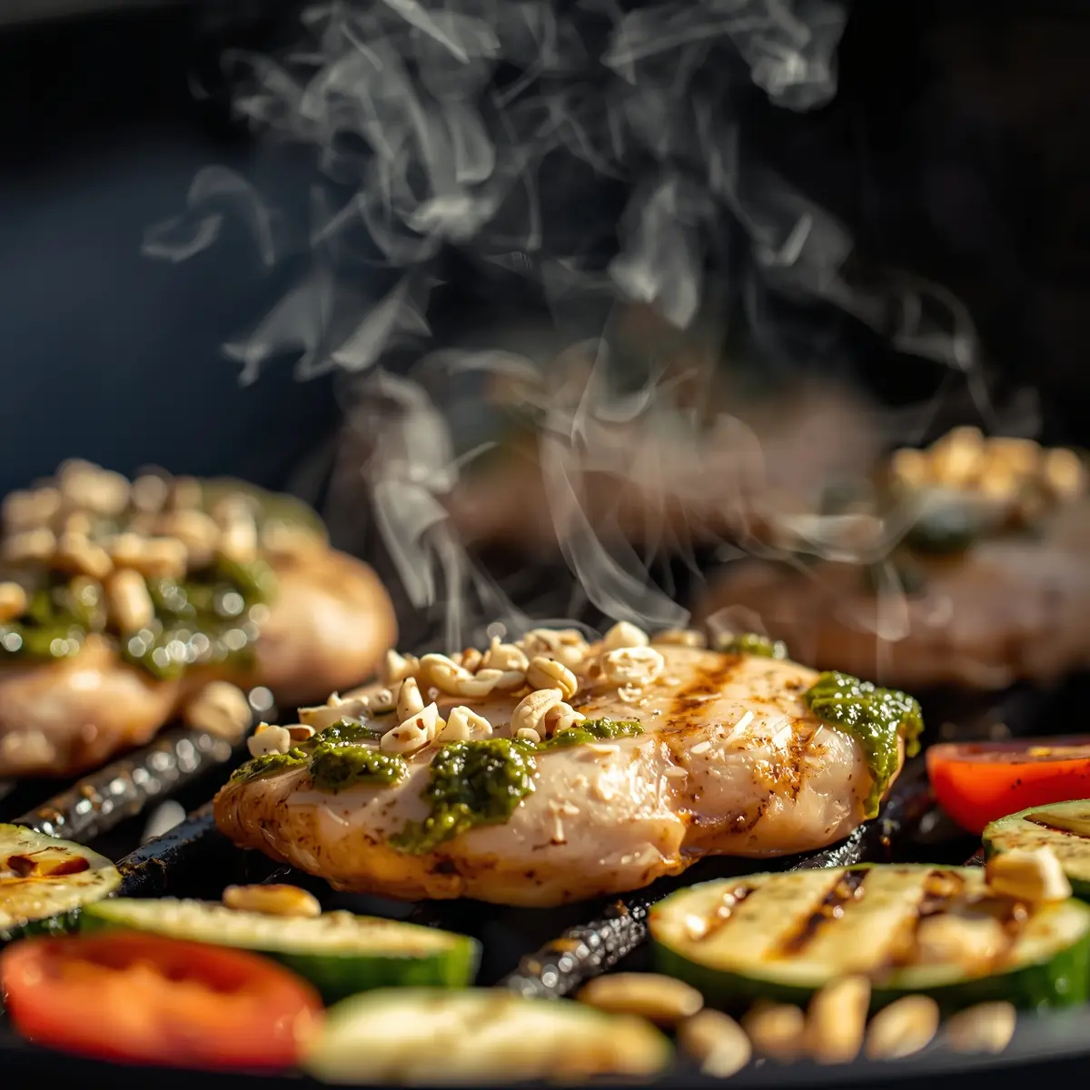 Cooking instructions for grilled chicken pesto