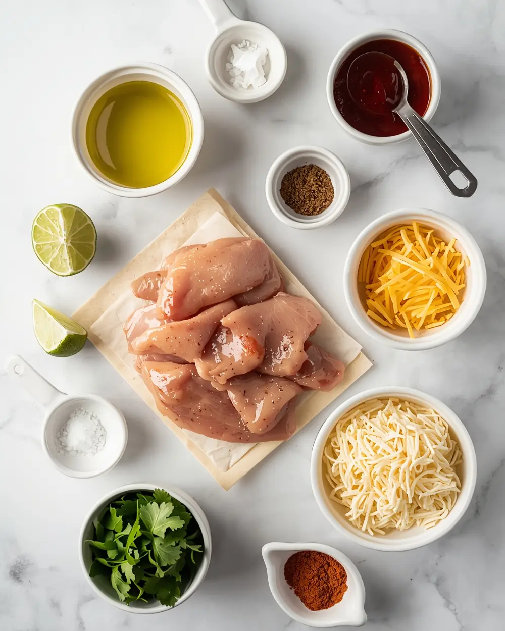 Ingredients for grilled chicken quesadillas