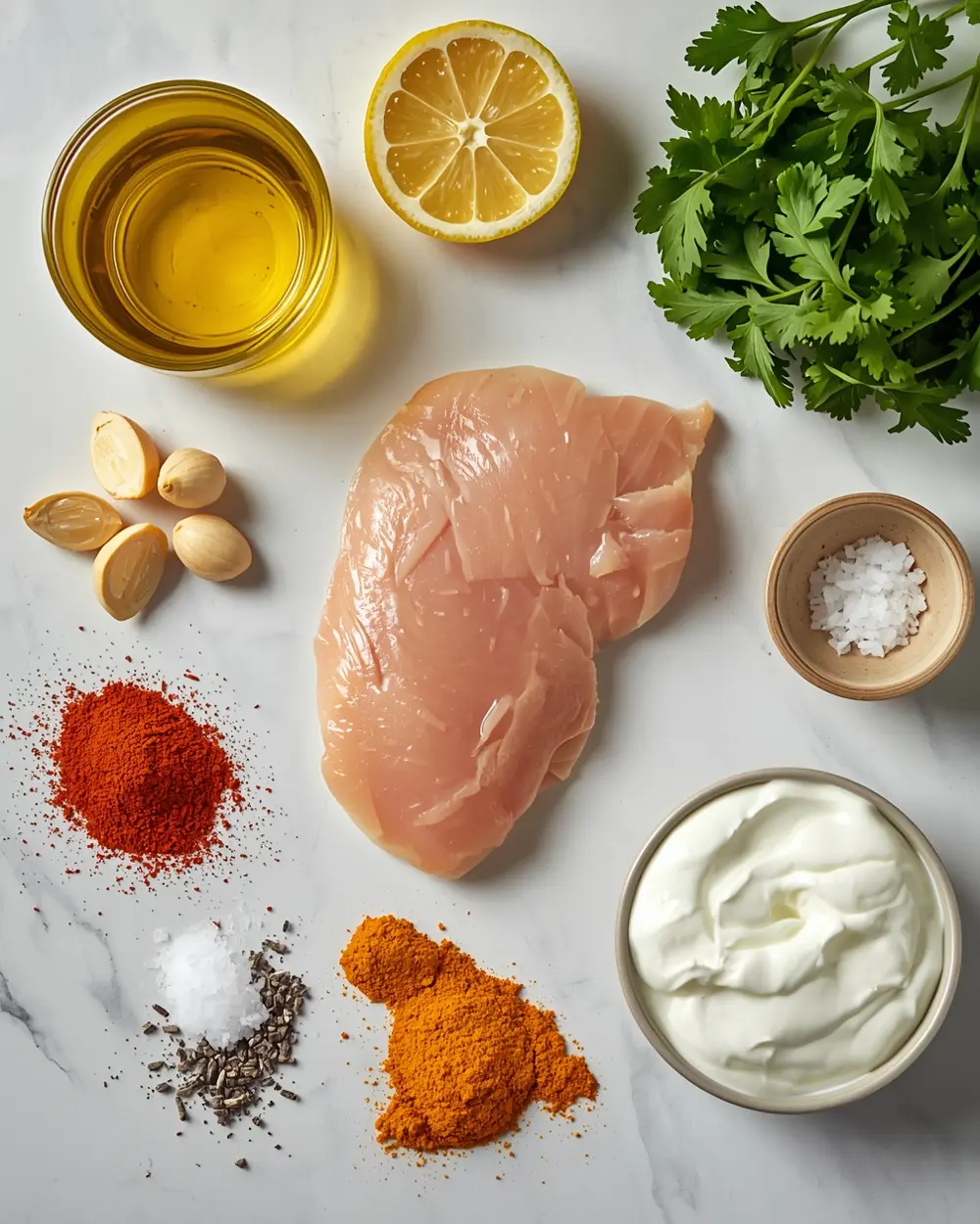 Ingredients for grilled chicken shawarma