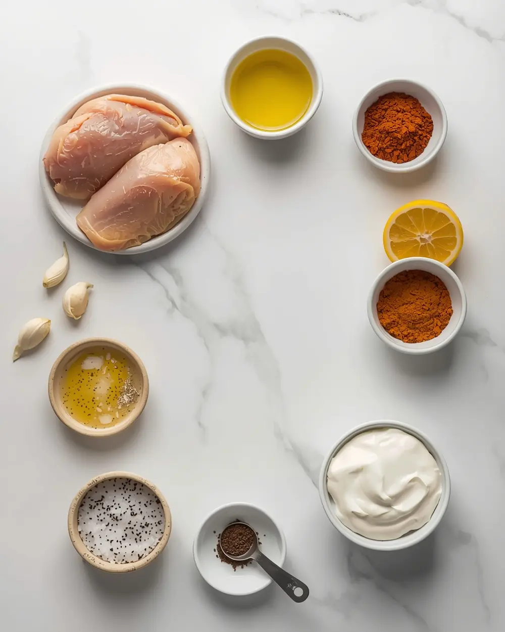 Ingredients for grilled chicken shawarma
