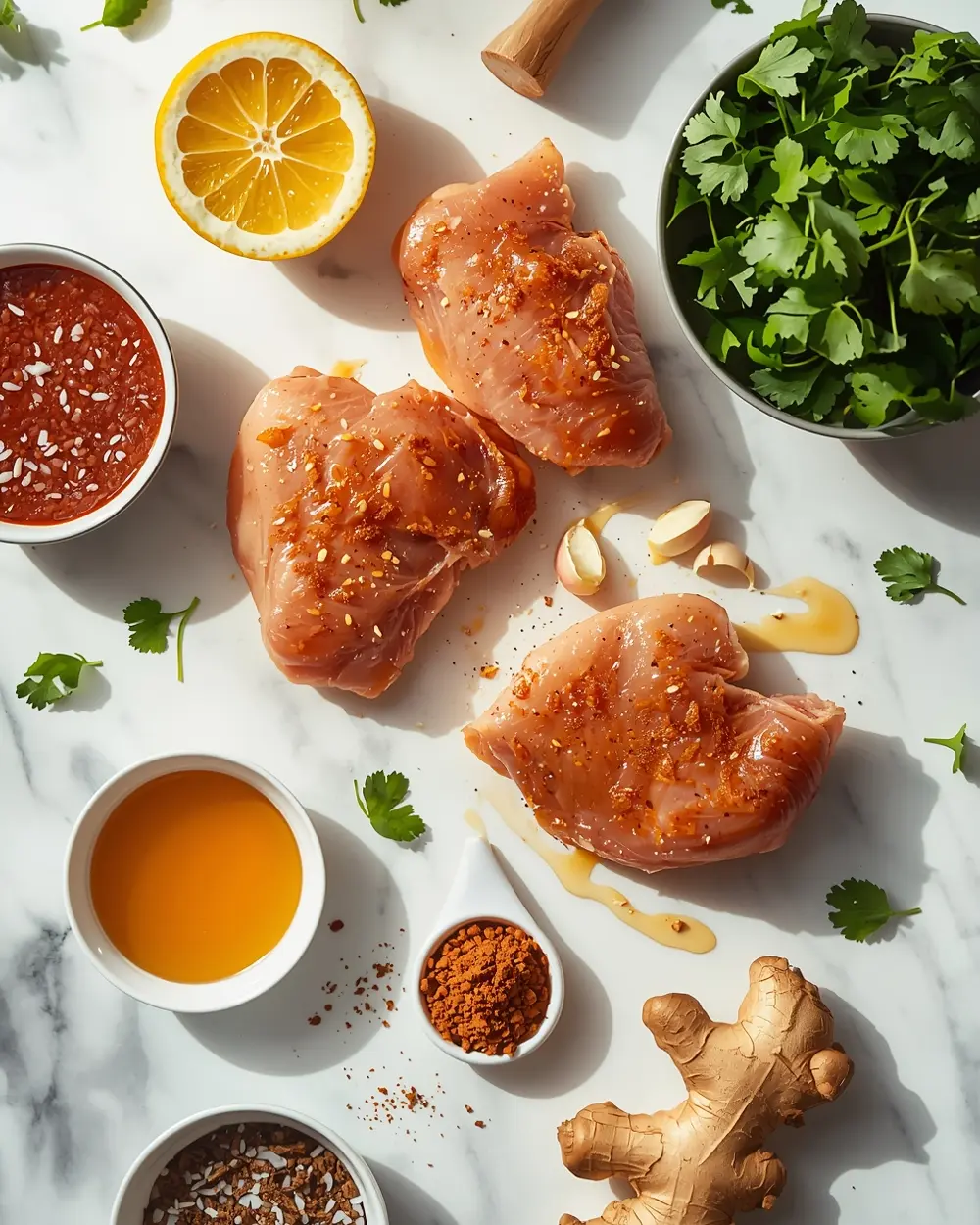 Ingredients for grilled chicken thigh marinade