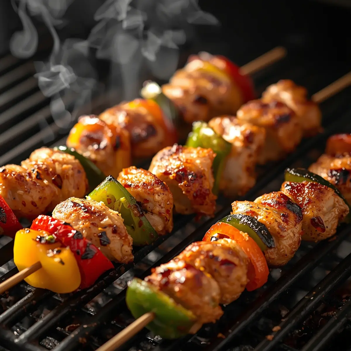 Cooking instructions for grilled chicken tikka skewers