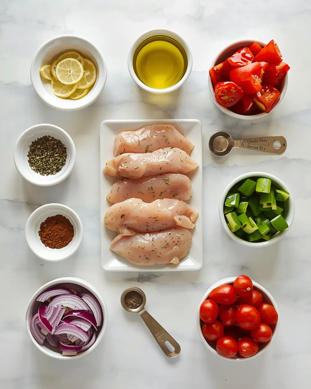 Ingredients for grilled herb chicken kabobs