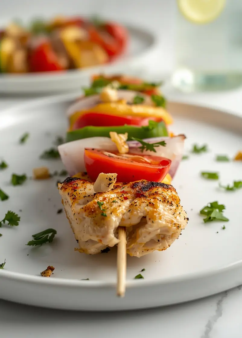 grilled herb chicken kabobs ready to serve