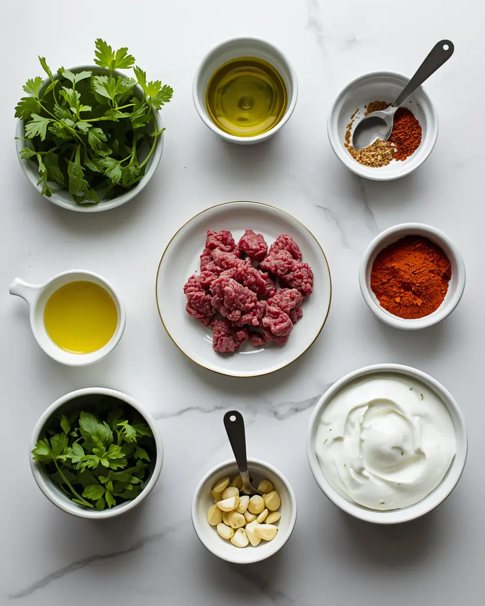 Ingredients for grilled lamb kofta