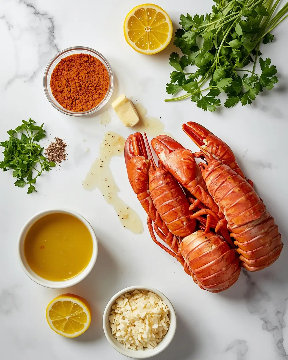 Ingredients for grilled lobster tail butter
