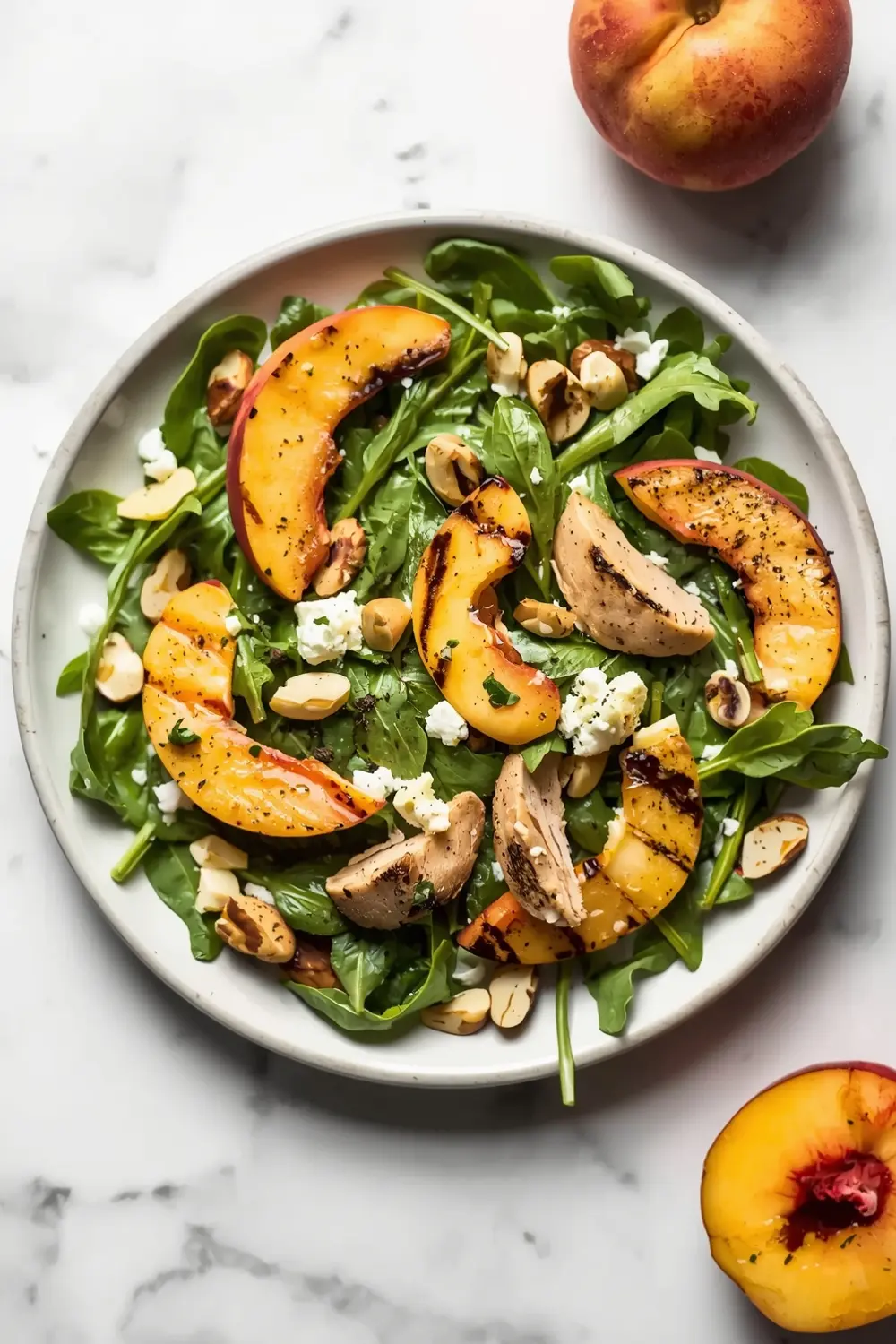 grilled peach arugula salad