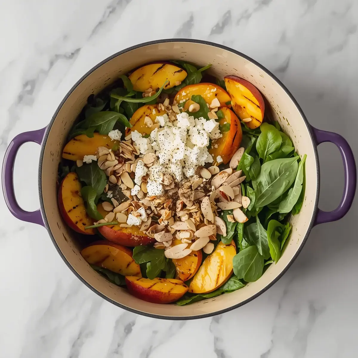 Cooking instructions for grilled peach arugula salad