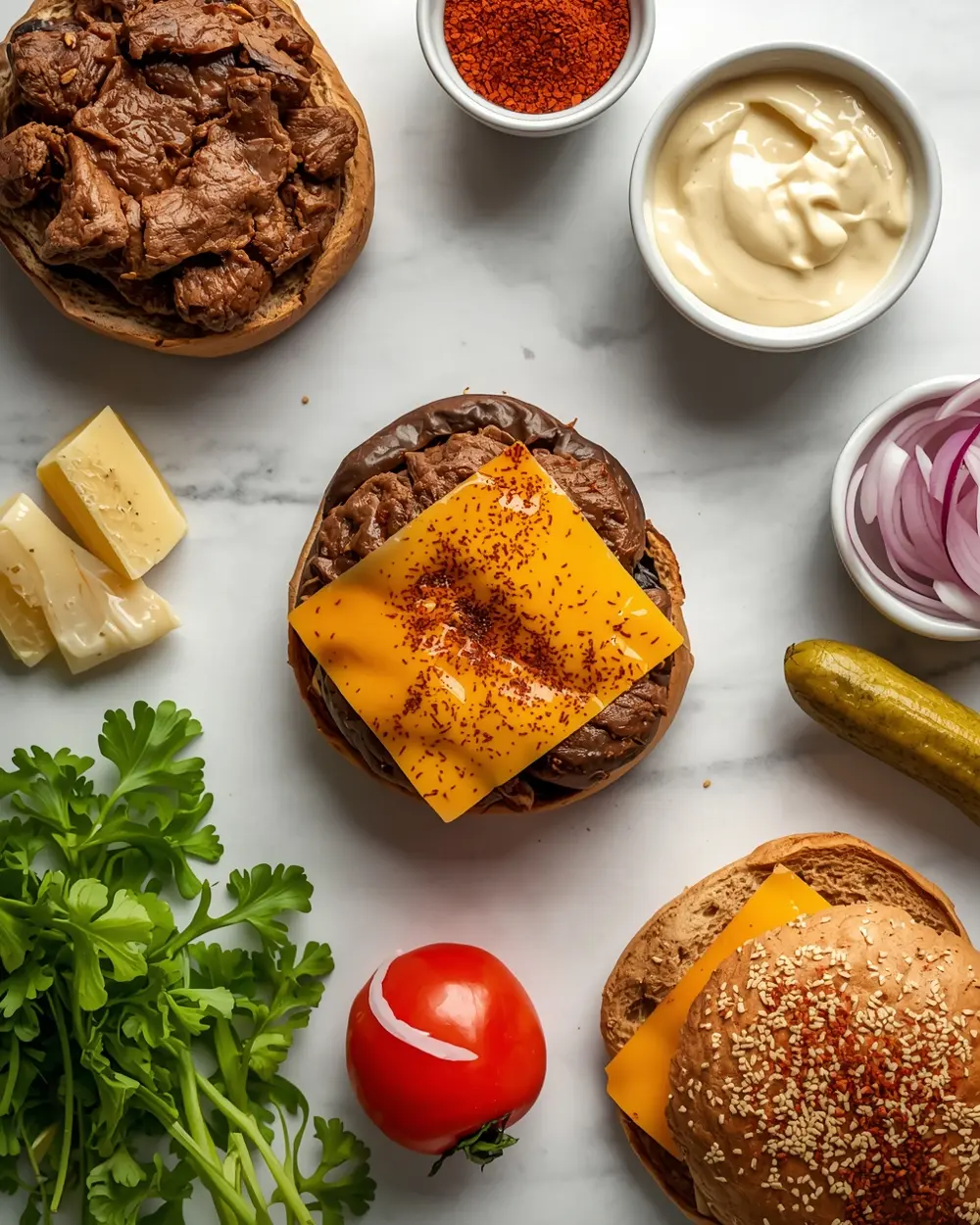 Ingredients for grilled portobello burger