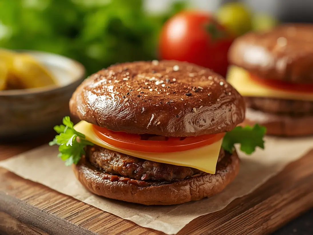 grilled portobello burger ready to serve