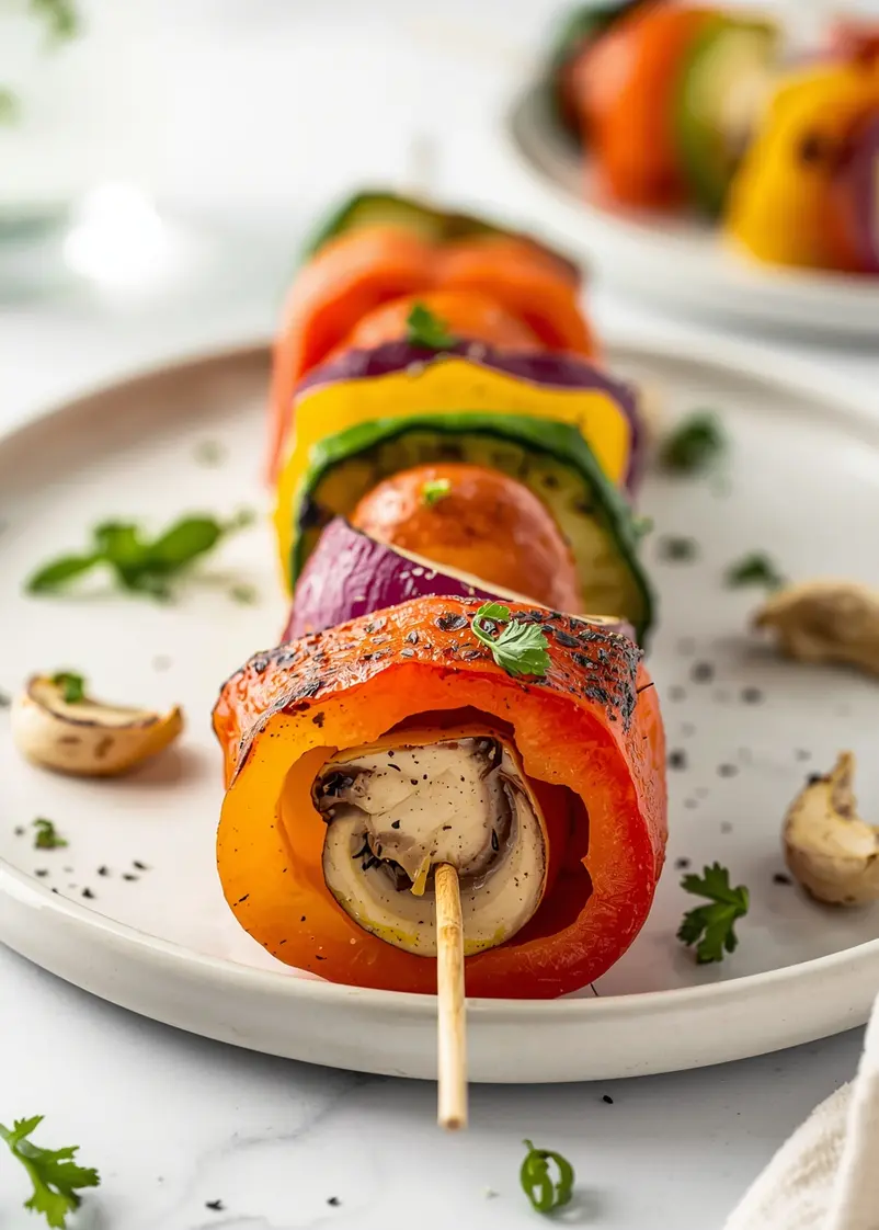 grilled veggie kabobs colorful ready to serve