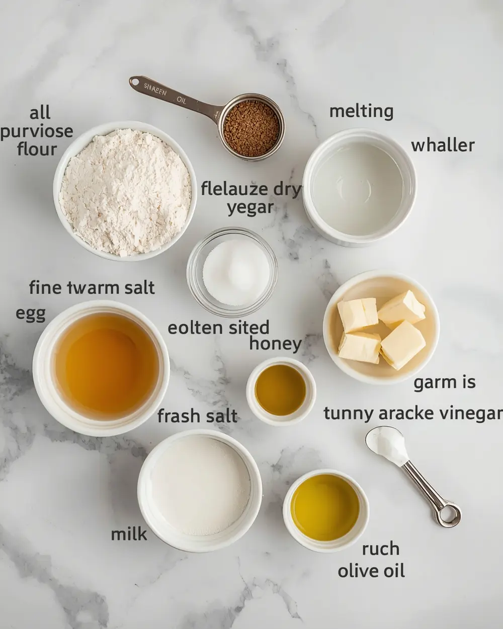 Ingredients for homemade dinner rolls BBQ