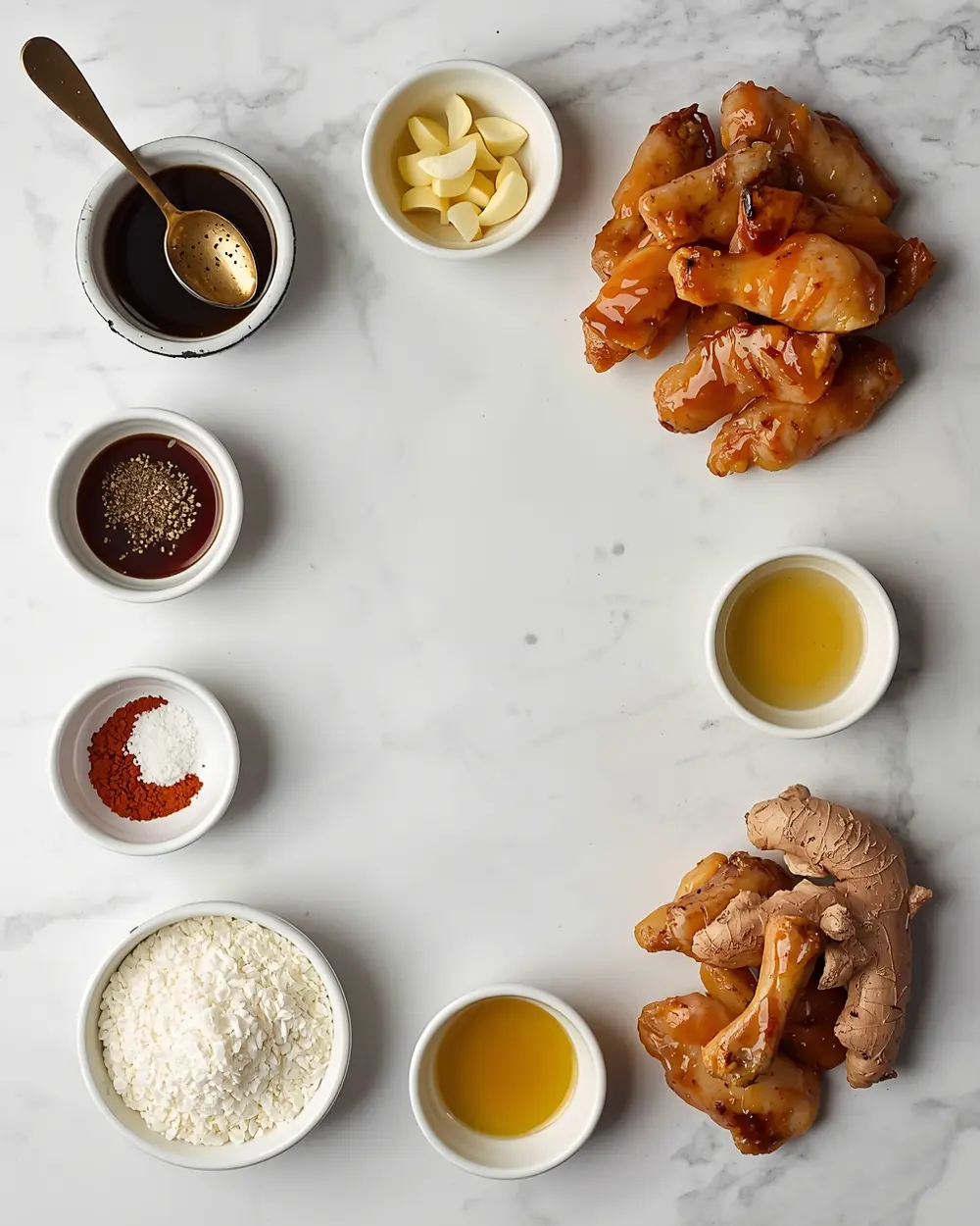 Ingredients for honey garlic chicken wings grilled