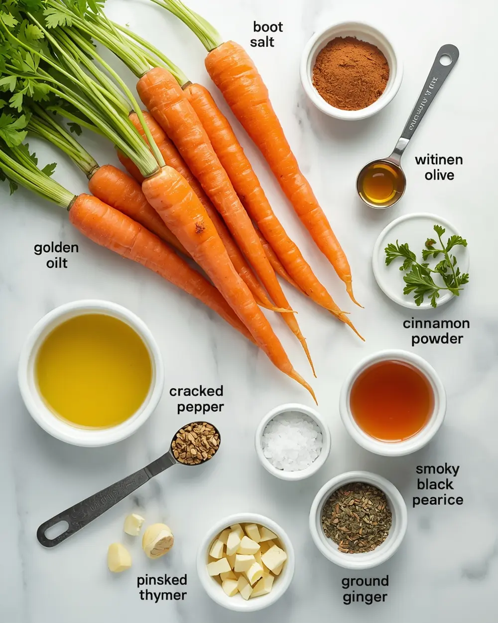 Ingredients for honey glazed roasted carrots