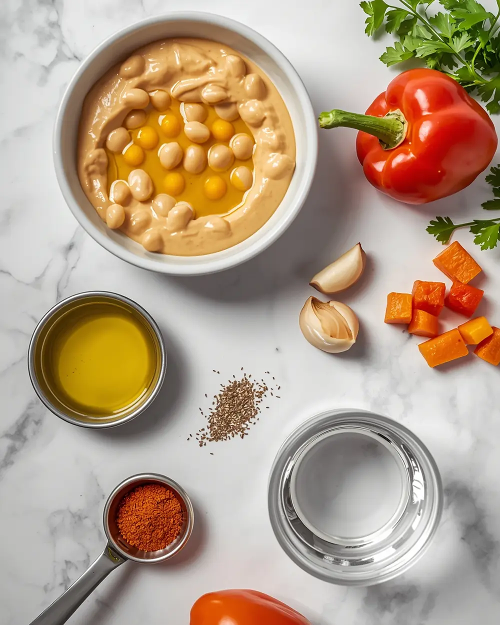 Ingredients for hummus stuffed peppers
