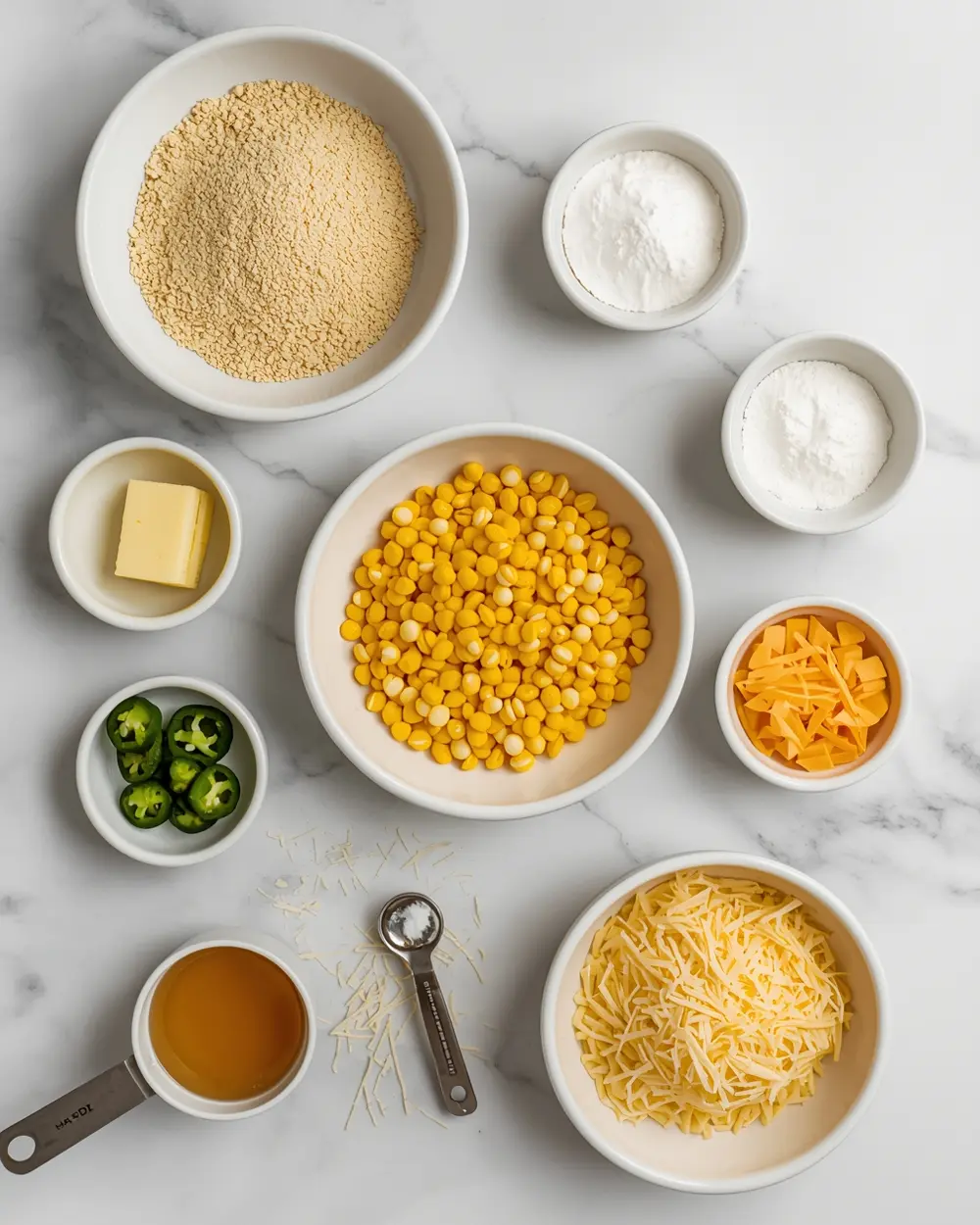 Ingredients for jalapeño cornbread muffins BBQ